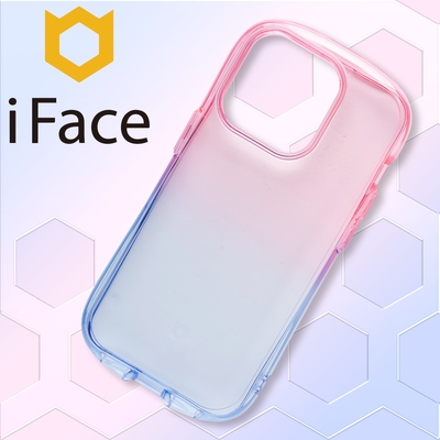 日本 iFace iPhone 14 Pro Look in Clear Lolly 抗衝擊透色糖果保護殼 - 藍寶蜜桃色