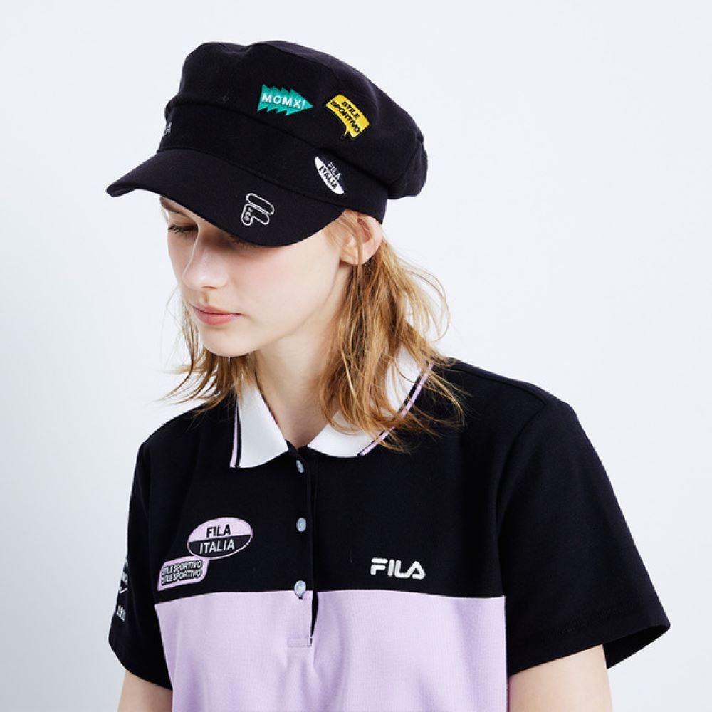 FILA 時尚LOGO帽-黑色 HTX-1206-BK