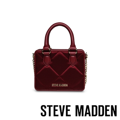 STEVE MADDEN-BAVAIL 緞面菱格紋磁吸式方型小包-酒紅色