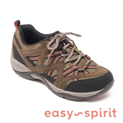 easy spirit-EXPLOREMAP 拼色麂皮綁帶機能運動鞋-橄欖綠