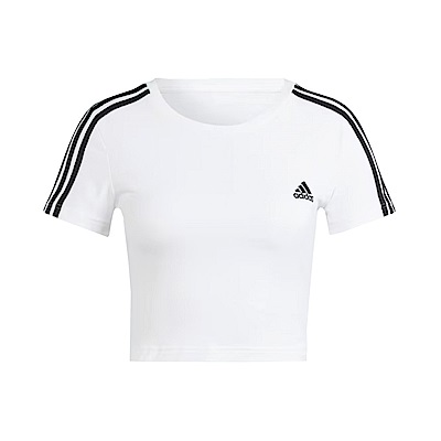 Adidas W 3S Baby T [IR6112] 女 短版 短袖 上衣 運動 訓練 休閒 舒適 修身 白