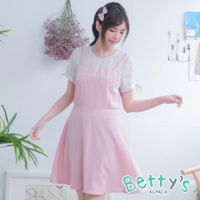 betty’s貝蒂思 點點微透膚假兩件式洋裝(粉色)