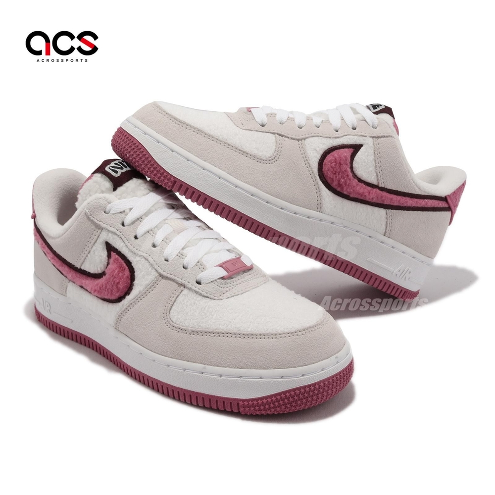 Nike Wmns Air Force 1 07 LX 女鞋男鞋AF1 米白粉紅毛絨休閒鞋FB1873