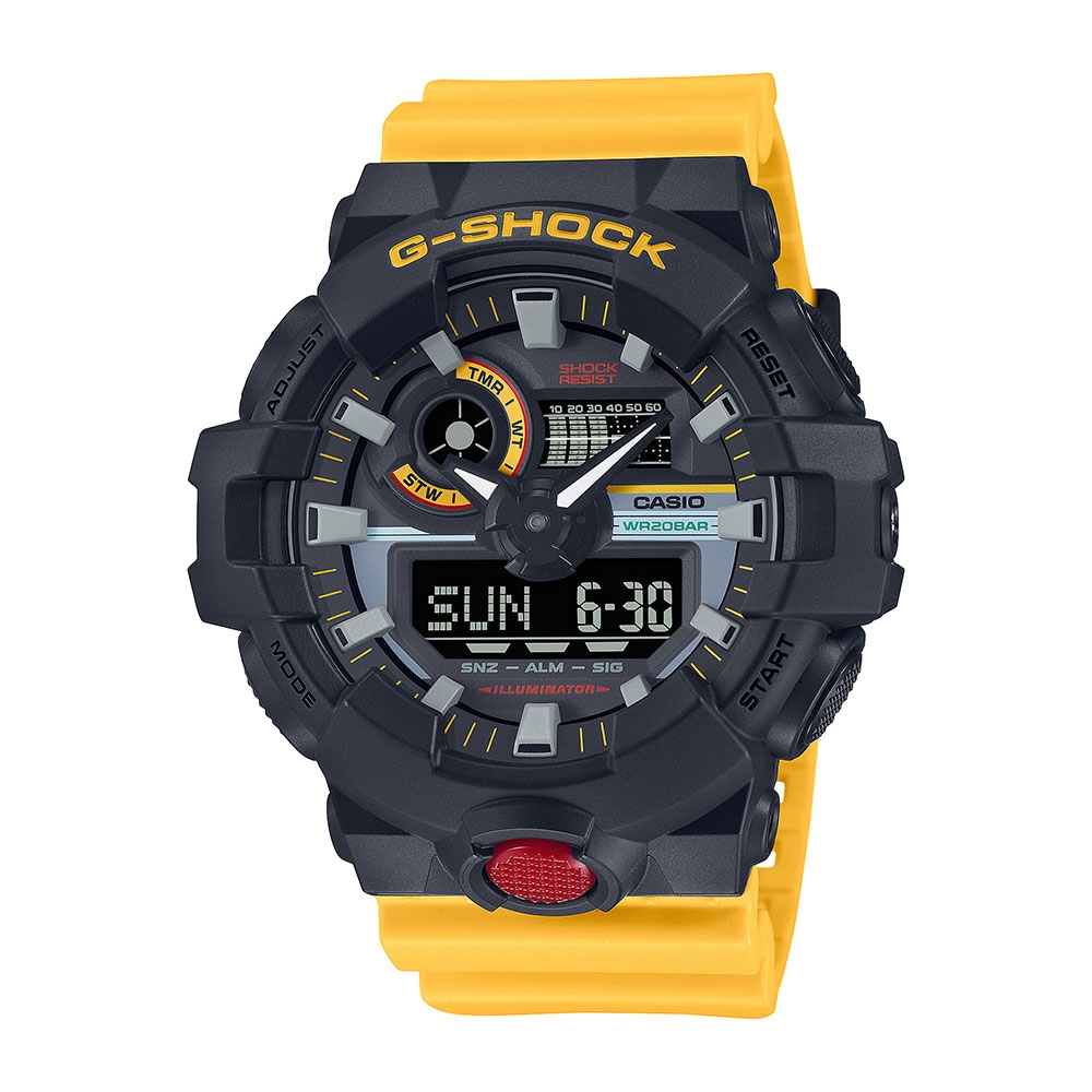 CASIO卡西歐 G-SHOCK 復古潮流 懷舊風格 黃色錄音帶 大錶徑 雙顯系列 GA-700MT-1A9_53.4mm