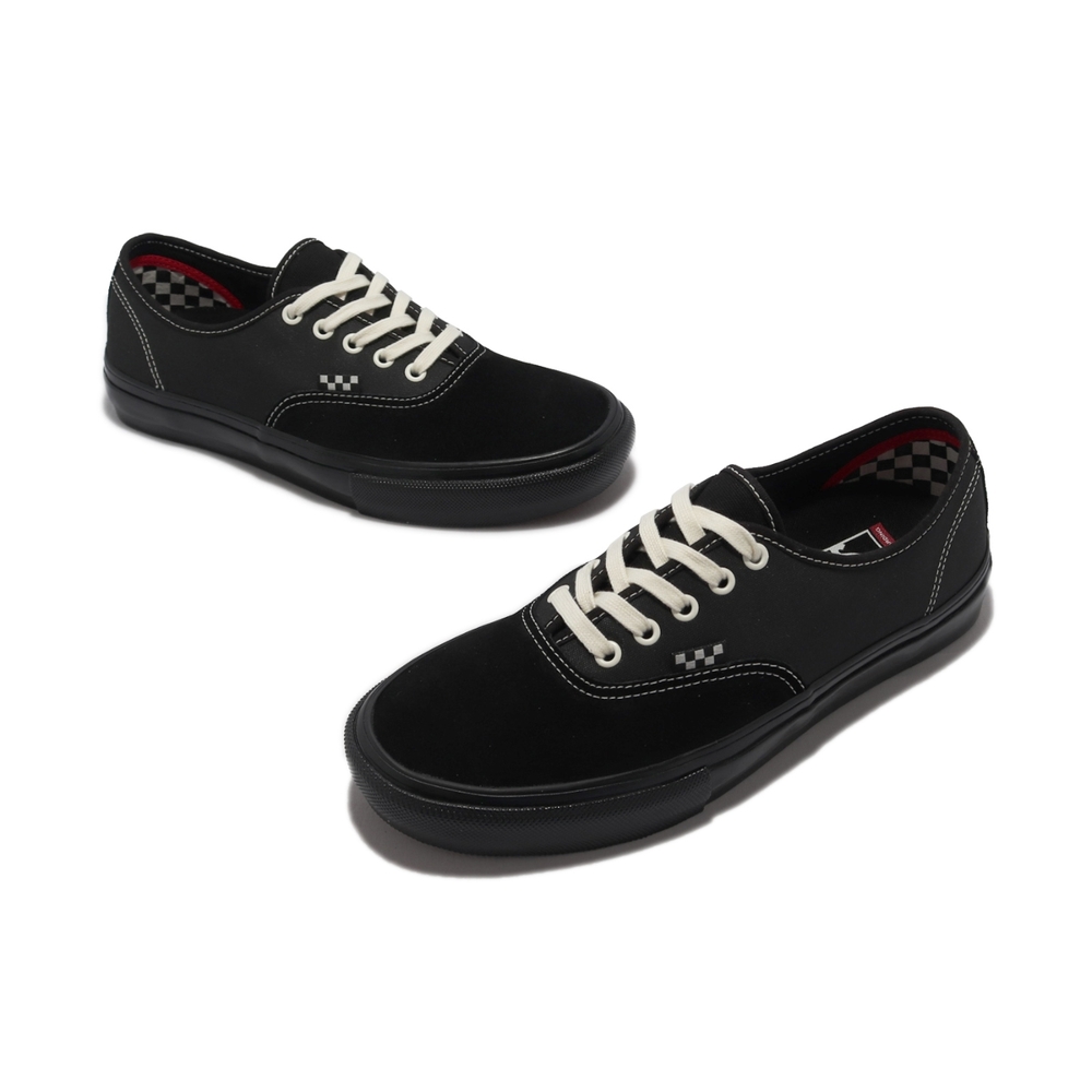 Vans 滑板鞋Skate Authentic 男鞋女鞋黑麂皮棋盤格小標帆布VN0A5FC8BLK