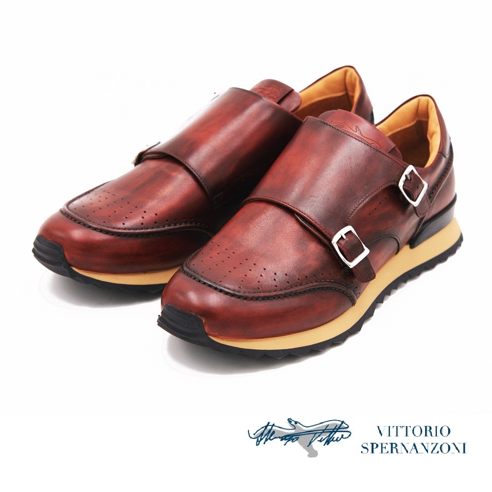 VITTORIO SPERNANZONI 頂級義大利手工休閒孟克鞋 男鞋-棕(另有深藍)