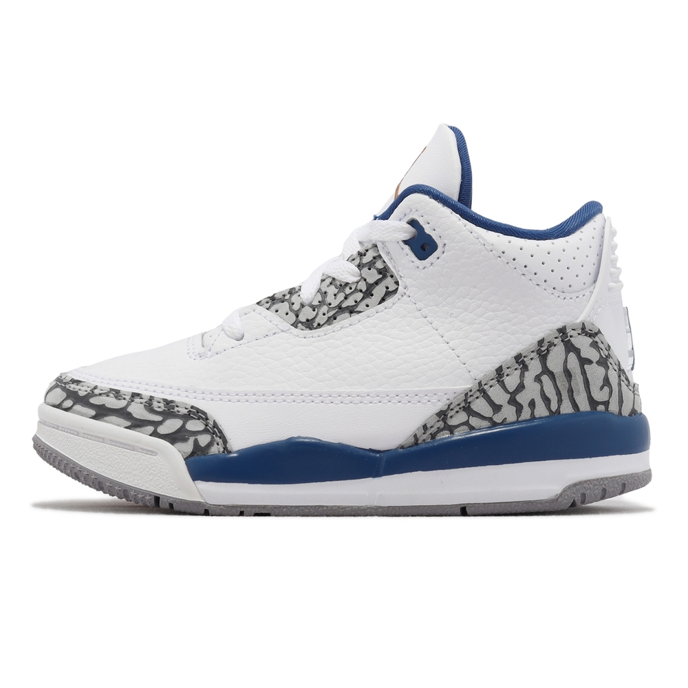 Nike 籃球鞋Jordan 3 Retro TD 小童童鞋白藍爆裂紋巫師運動鞋小朋友