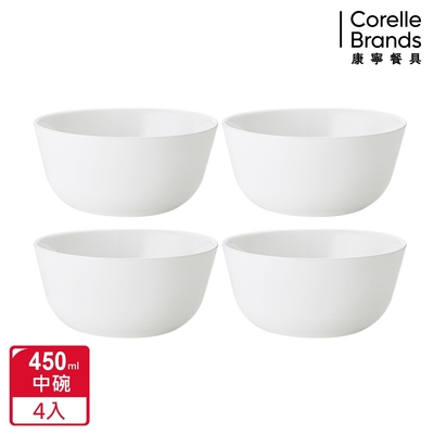 【美國康寧】Pyrex 靚白強化玻璃4件式450ml中碗組-D07