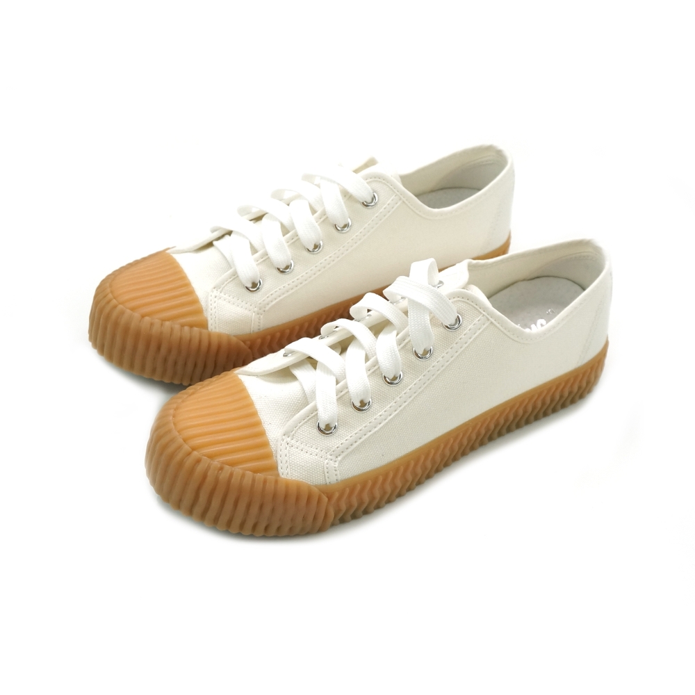 Material瑪特麗歐-MIT休閒鞋 加大帆布綁帶休閒鞋 真皮鞋墊  TG13002 (白色)