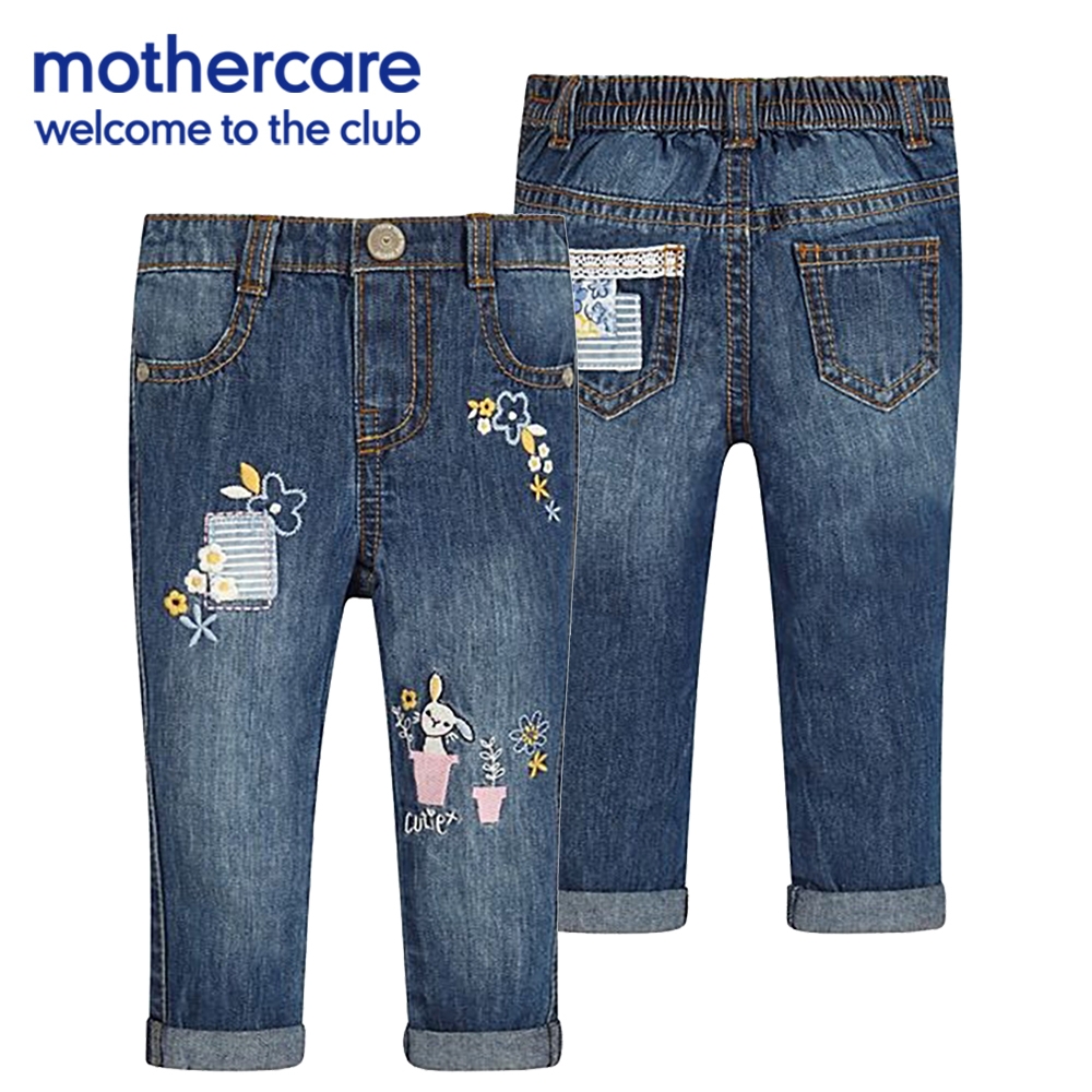 mothercare 專櫃童裝 深藍兔子牛仔褲/長褲 (6-24個月)