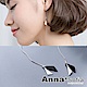 AnnaSofia 黑銀雙三角長耳線 925銀針耳針耳環(銀系) product thumbnail 1