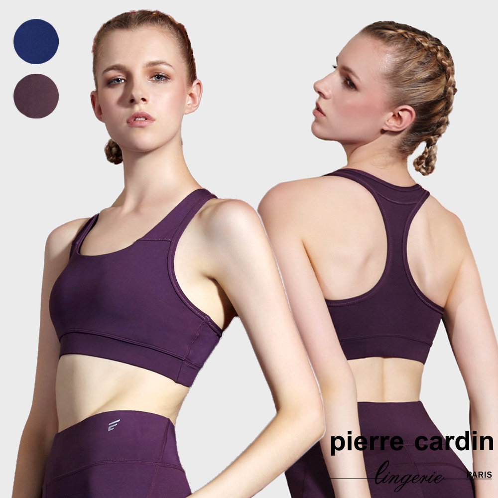 【pierre cardin 皮爾卡登女性內衣】透氣排汗無鋼圈運動內衣-深藍