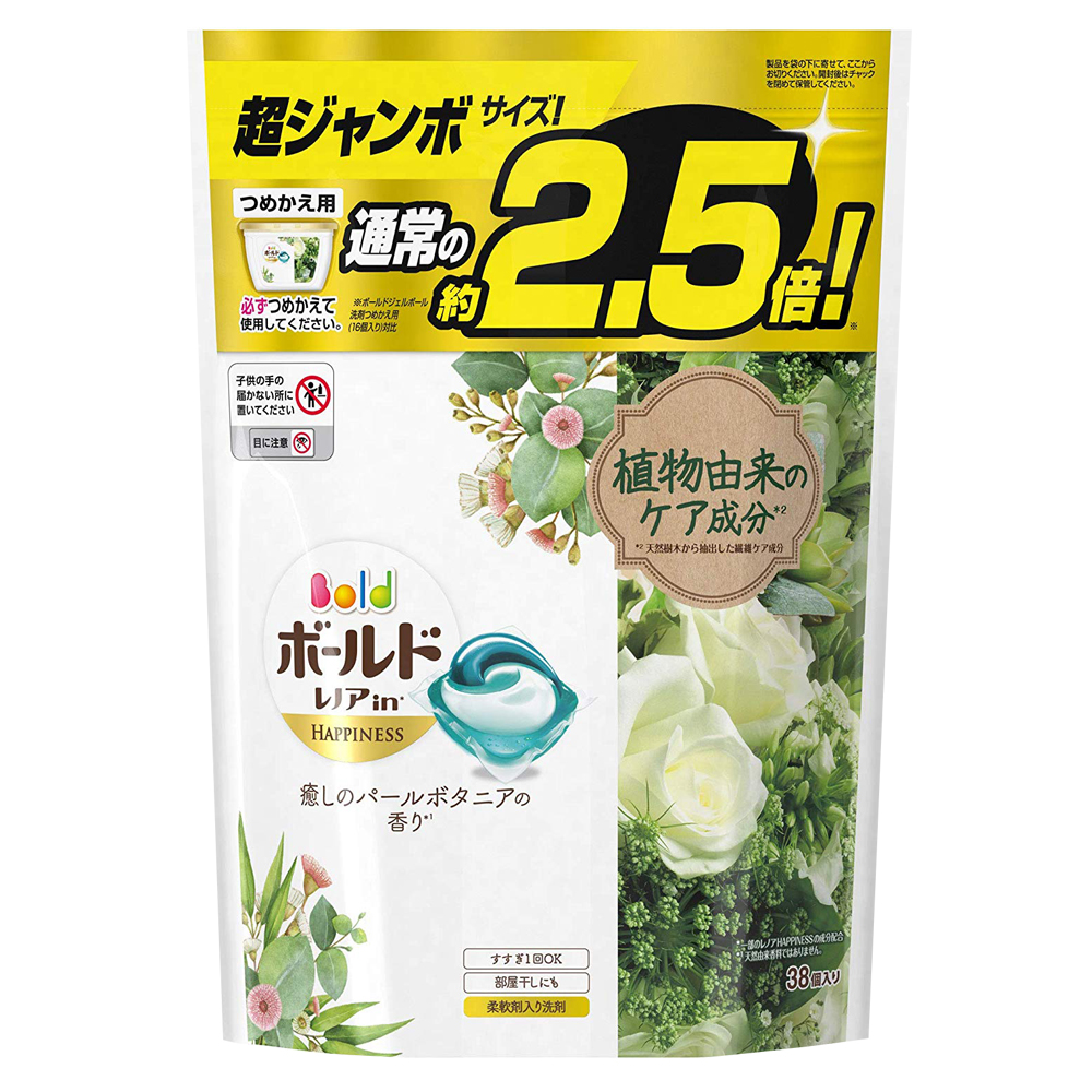 日本P&G3D立體2.5倍洗衣果凍膠囊補充包-植物花草香氛(38顆入)