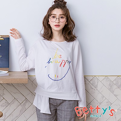 betty’s貝蒂思　be happy微笑印花微透膚T-shirt(白色)