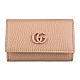 GUCCI GG Marmont經典雙G LOGO皮革6孔鑰匙包(粉膚) product thumbnail 1