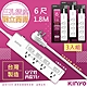 (3入組)-KINYO 6呎1.8M 3P4開4插安全延長線(WLW-3446)台灣製造‧新安規 product thumbnail 1