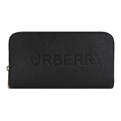 BURBERRY 經典LOGO壓印牛皮拉鍊長夾(黑色)