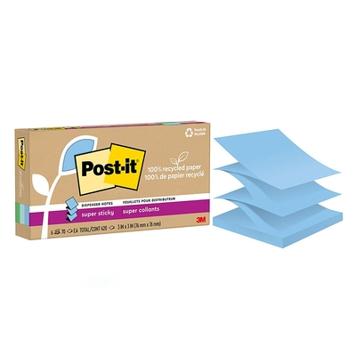 3M Post-it 利貼 狠黏 環保抽取式便條紙 76x76mm（70張 /本）混色6本 /盒 R330R-6SST