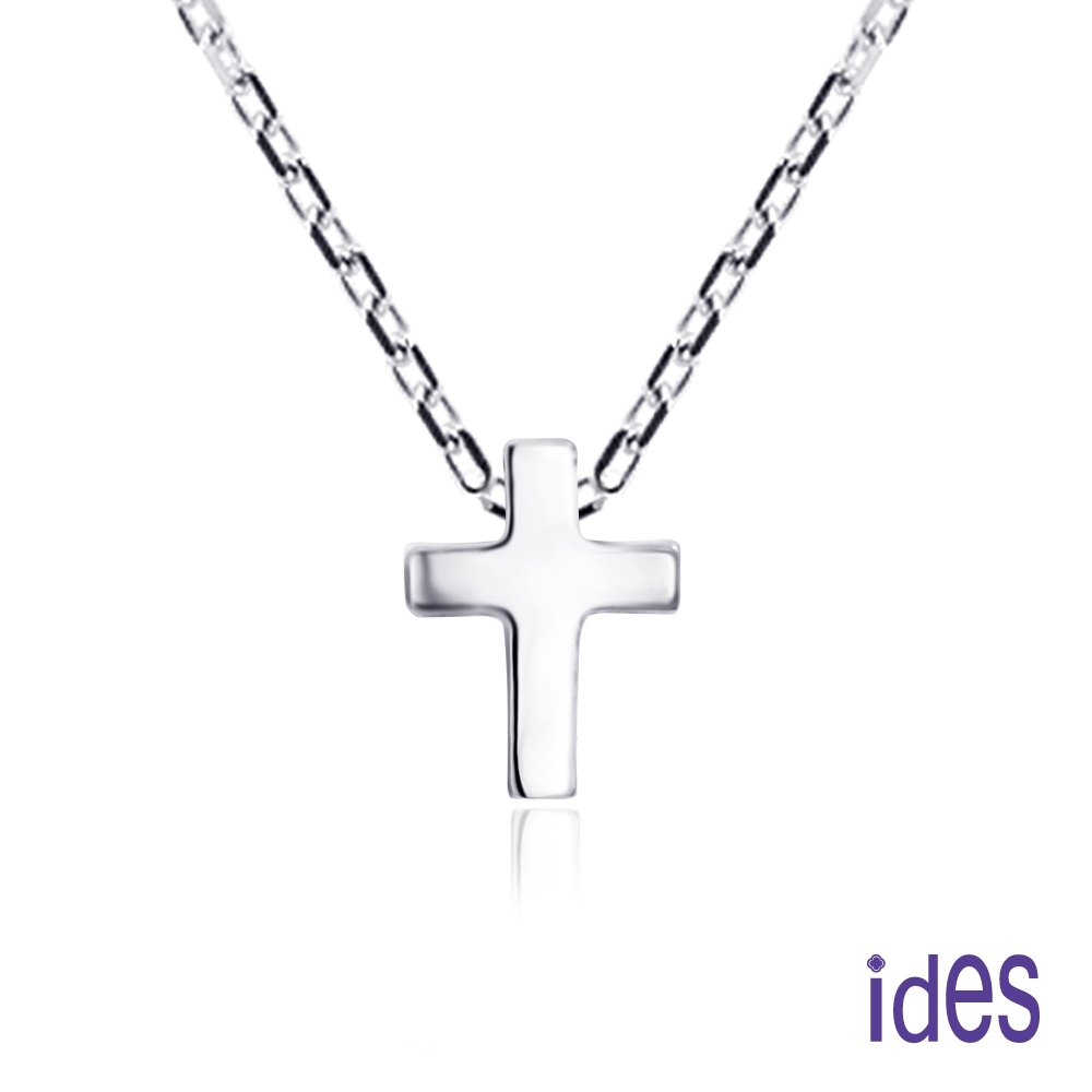 ides愛蒂思 輕珠寶義大利進口14K白金十字架項鍊鎖骨鍊（16吋-KP619）