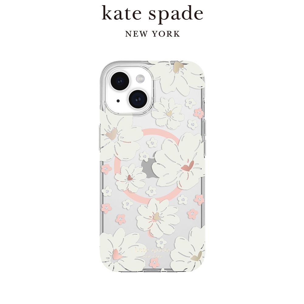 【kate spade】iPhone 15系列 MagSafe 精品手機殼 純白牡丹