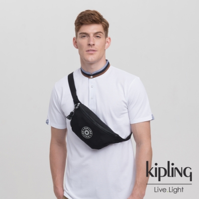 Kipling 俐落簡約經典LOGO黑色潮流隨身腰包-FRESH