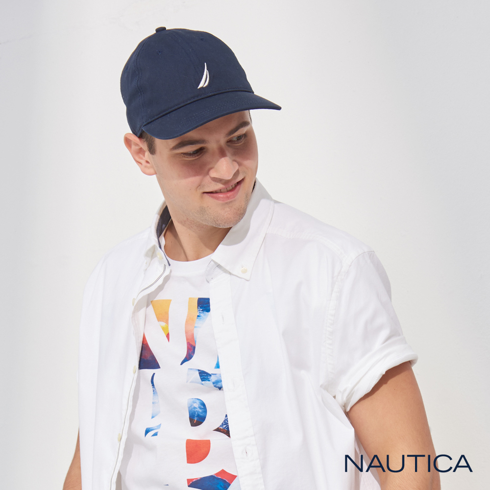 Nautica簡約品牌LOGO休閒帽-藍色