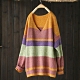 輕柔質感彩虹條紋針織衫V領套頭毛衣寬鬆上衣-設計所在 product thumbnail 3