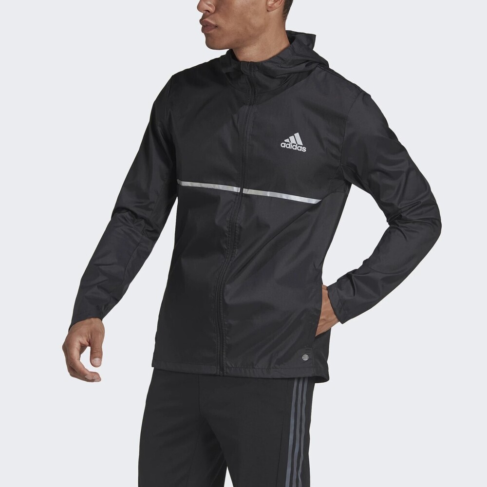 Adidas Own The Run Jkt H58592 男 連帽外套 跑步 運動 反光 防潑水 亞洲版 黑