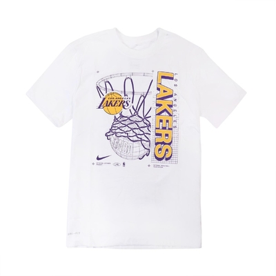 Nike T恤 NBA Lakers Shirts 男款 NBA 洛杉磯 湖人 圓領 棉質 運動休閒 白紫 CV6111100