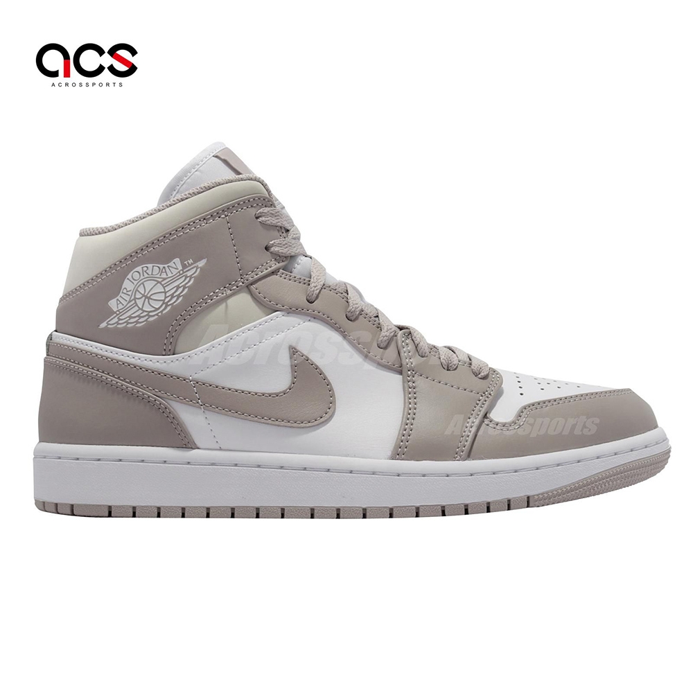 Nike Air Jordan 1代Mid 休閒男鞋Linen 麻布喬丹高筒AJ1 灰白554724082