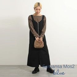 Samansa Mos2 blue  ALINE版型半拉鍊V領背心洋裝