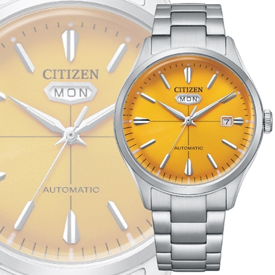 citizen 星辰 mechanical 朝日c7 經典潮男自動上鍊機械錶-黃40.2mm(nh8391-51z 防水50米)