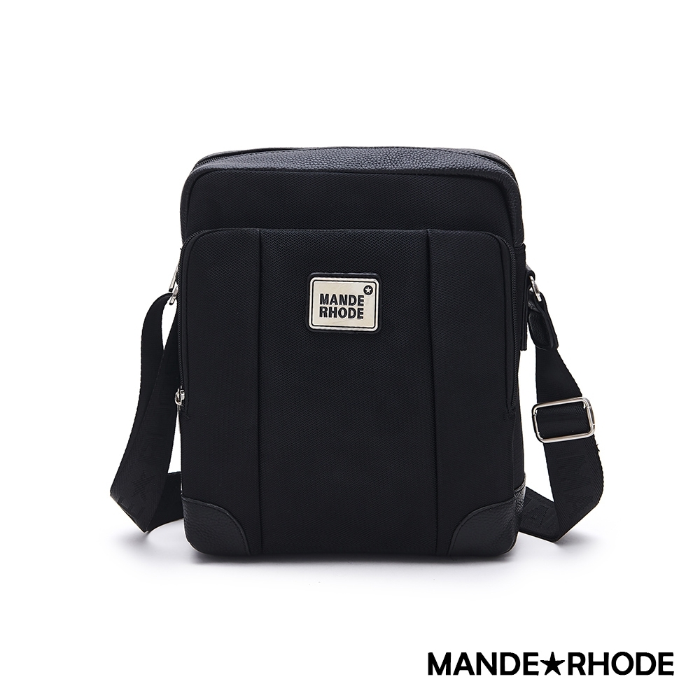 MANDE RHODE - 貝加莫 - 真皮牛津布多層斜背包 - 98808-C