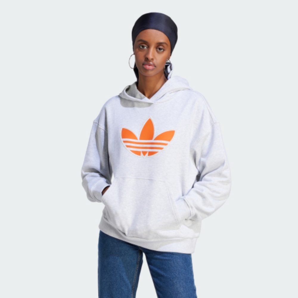 adidas 愛迪達 上衣 女款 長袖上衣 帽T 運動 三葉草 BF FIT HOODIE 灰 II5602