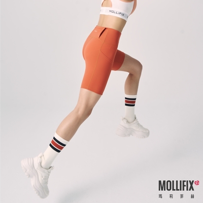 Mollifix 瑪莉菲絲 AIRY FAST 抗菌跑步輕速五分褲(暖橘)、瑜珈服、Legging