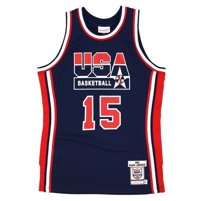 M&N Authentic球員版復古球衣 92 Dream Team #15 Magic Johnson-AJY4GS18413-USANAVY92EJH