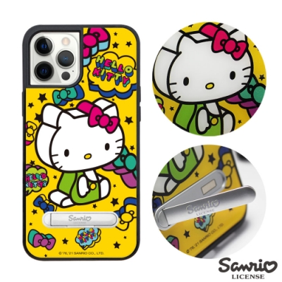 三麗鷗 Kitty iPhone 12 / 12 Pro 6.1吋減震立架手機殼-積木凱蒂