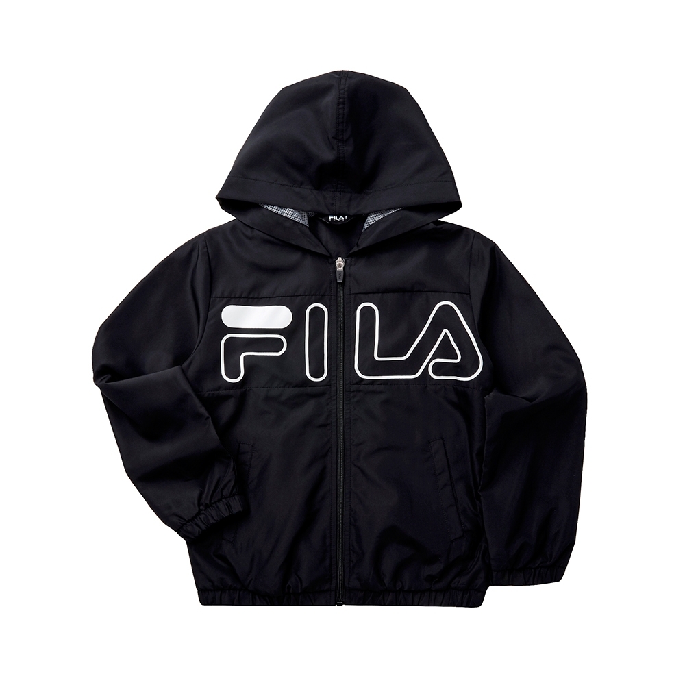 FILA KIDS 童連帽風衣外套-黑色 1JKT-8911-BK