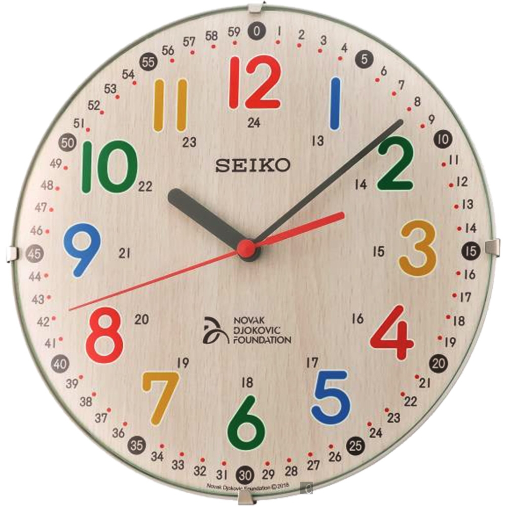 SEIKO 精工 喬科維奇兒童教育滑動式秒針座掛鐘-21cm(QXA932Z)