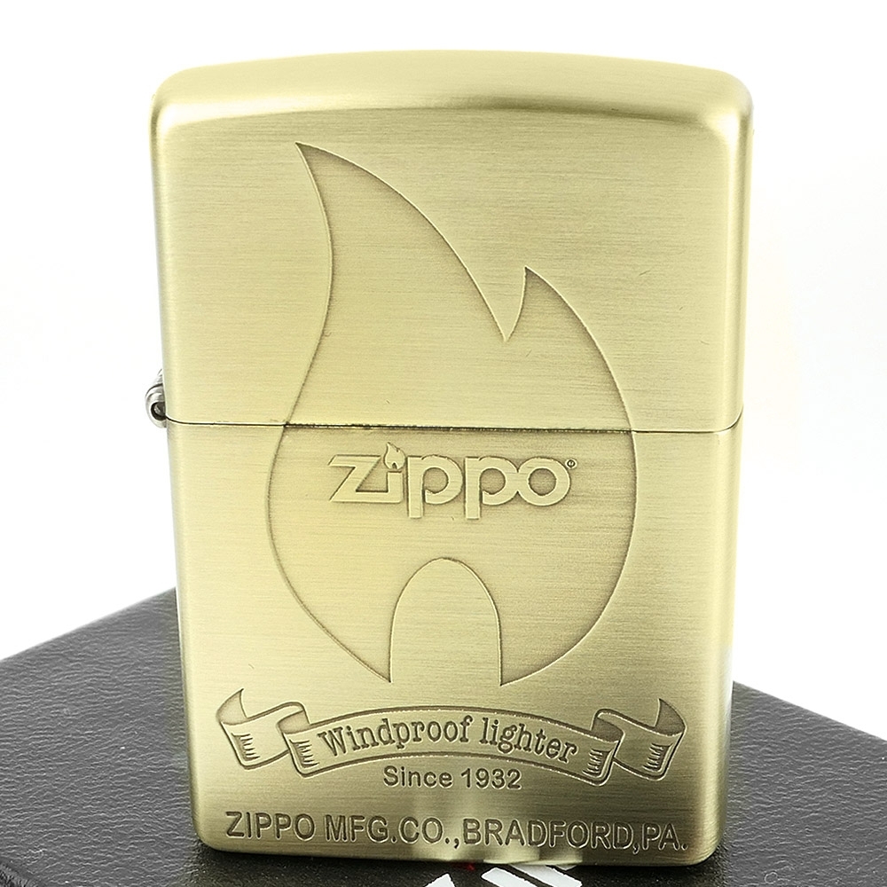 ZIPPO 日系~火焰商標圖案蝕刻加工打火機(銅古美款)