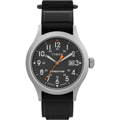 TIMEX 天美時 遠征系列 40mm 戶外手錶 (銀框x黑色織物黏式錶帶 TXTW4B29600)