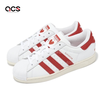 adidas 休閒鞋 Superstar W 女鞋 白 紅 情人節 皮革 貝殼頭 三葉草 愛迪達 IG5958