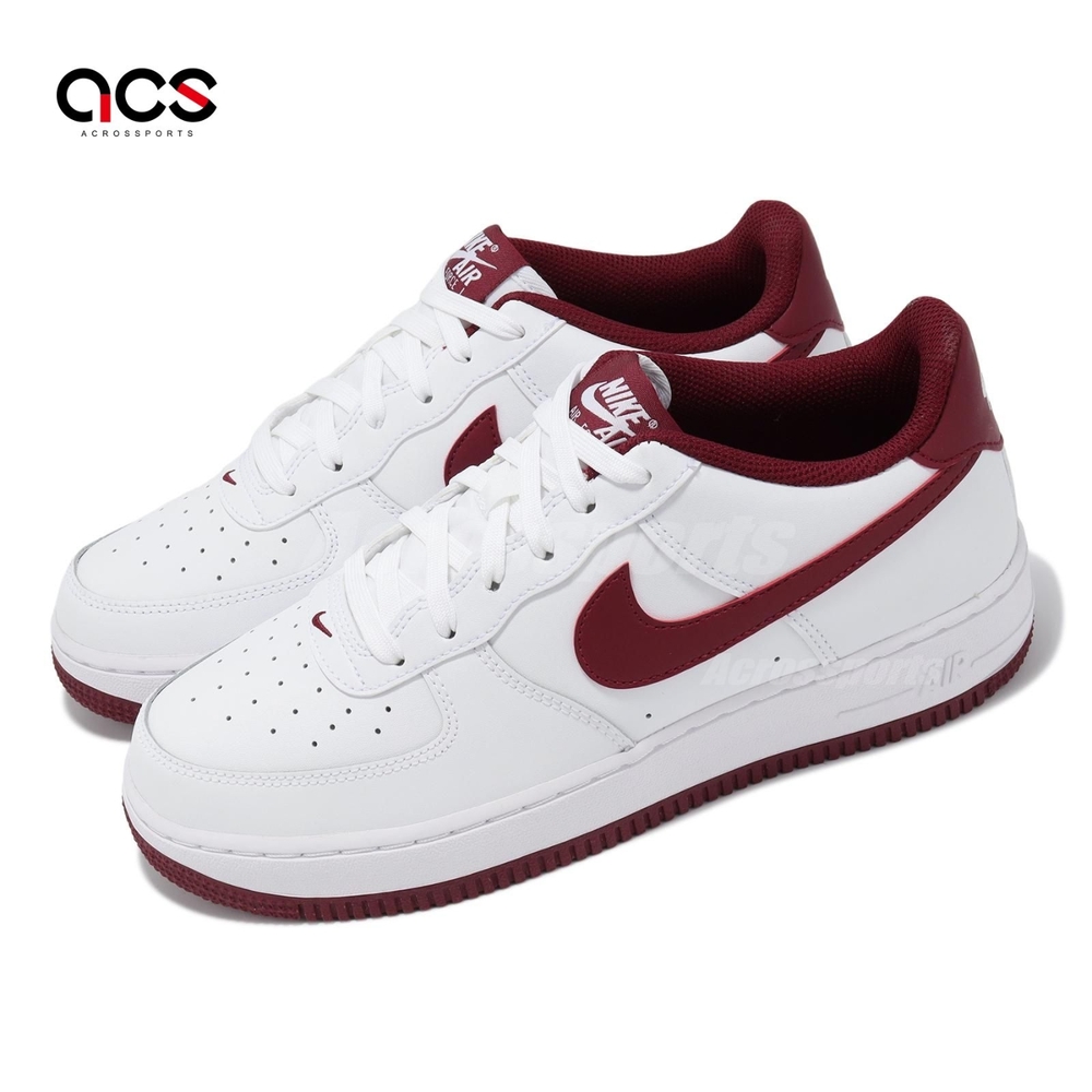 Nike 休閒鞋 Air Force 1 GS 大童 女鞋 白 紅 皮革 AF1 經典 運動鞋 FV5948-105