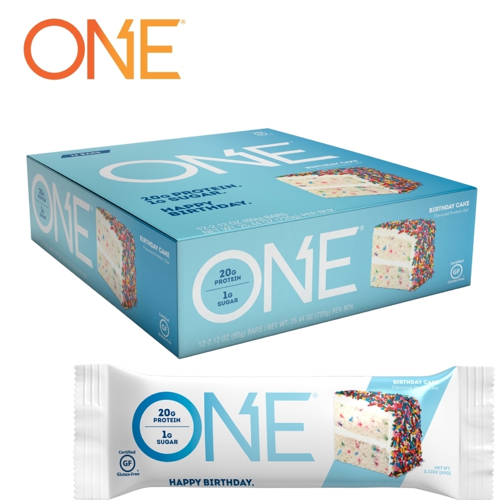 【美國 ONE Brands】ONE Bar 牛奶乳清蛋白棒 Bday Cake(生日蛋糕/12x60g/盒)