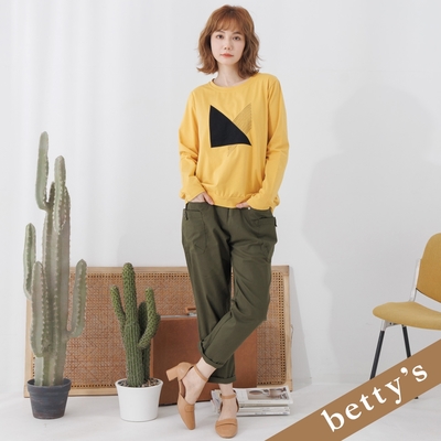 betty’s貝蒂思 腰鬆緊綁帶釘釦多口袋長褲(綠色)