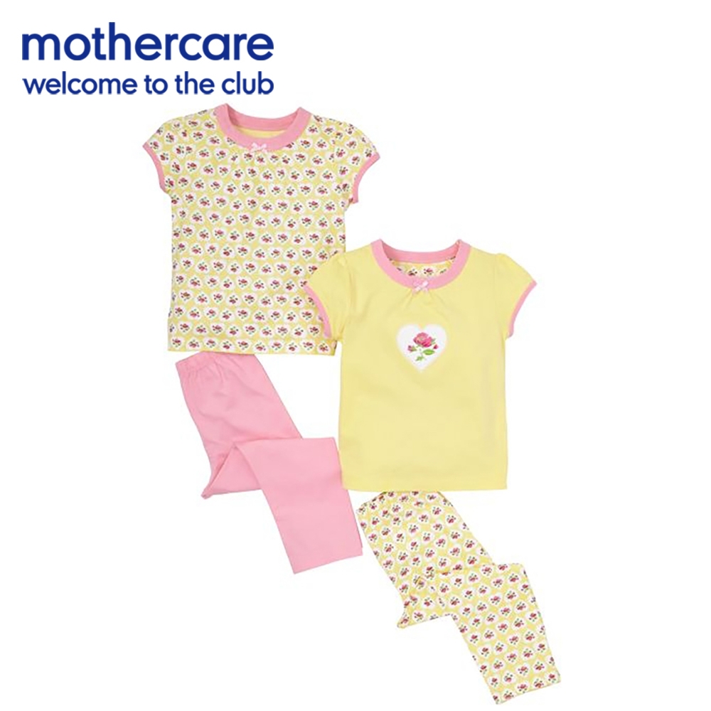 mothercare 專櫃童裝 小花短袖睡衣/居家服/上衣+褲子2入組 (3-9歲)