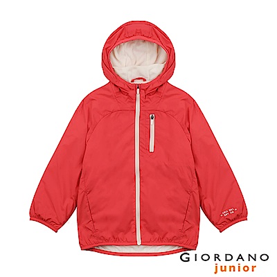 GIORDANO 童裝搖粒絨內裡連帽鋪棉外套-31 杜鵑紅