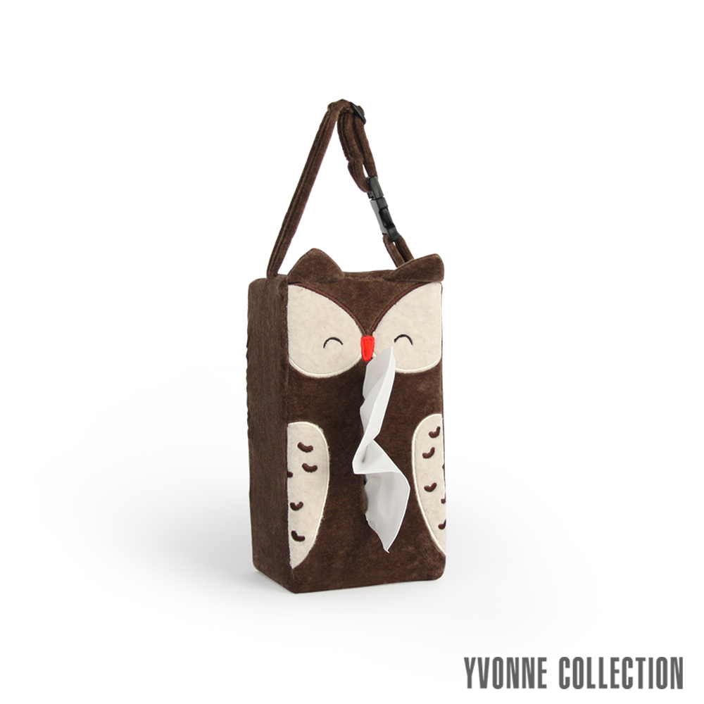 Yvonne Collection 貓頭鷹車用面紙套-深咖啡