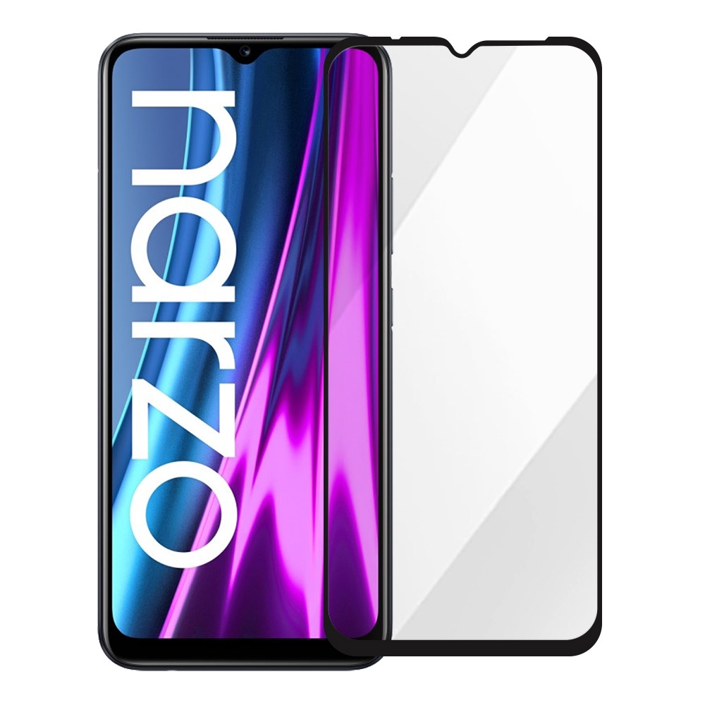 Metal-Slim Realme narzo 50i/50A 全膠滿版9H鋼化玻璃貼-晶鑽黑