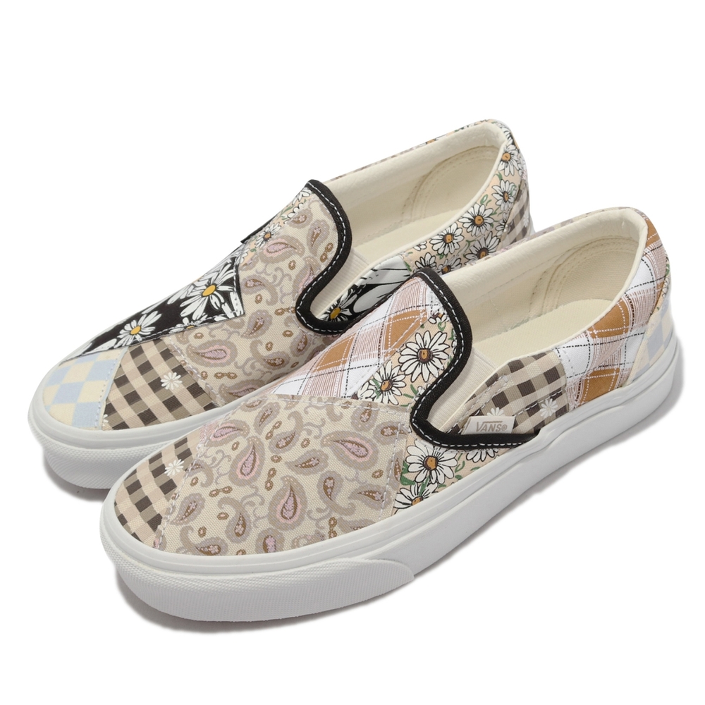 Vans 休閒鞋Classic Slip-On 懶人鞋女鞋腰果花拼接棋盤格紋無鞋帶方便